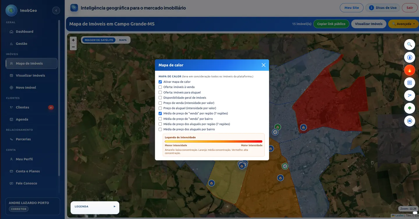 Modal de mapa de calor da plataforma