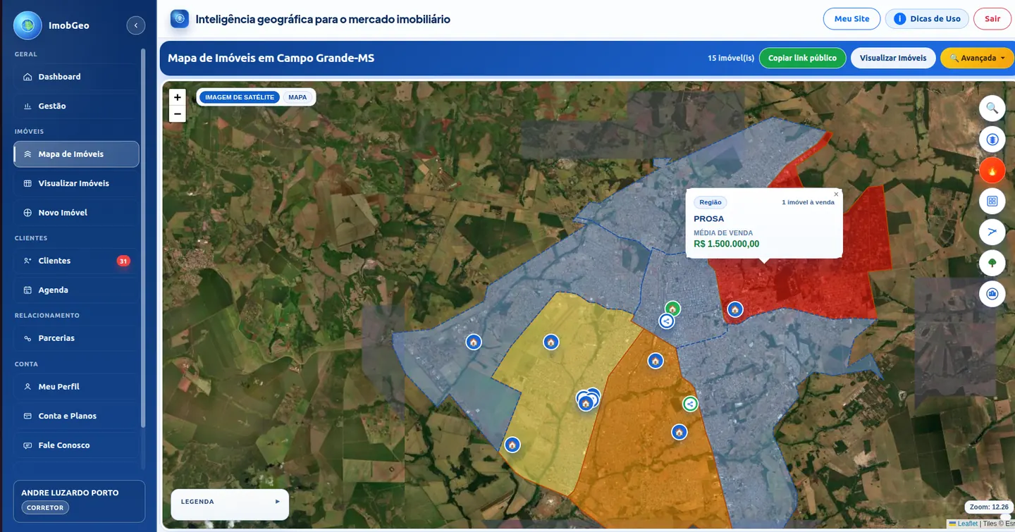 Mapa por região da plataforma